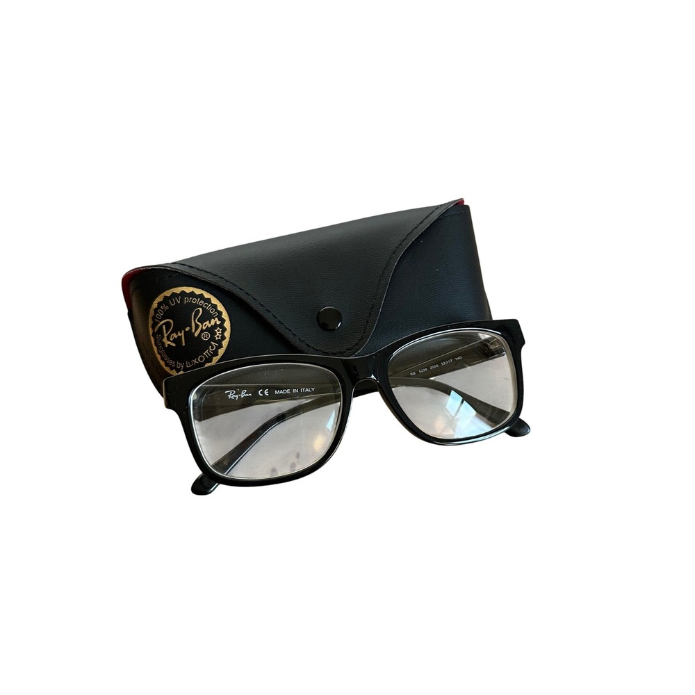 Ray-Ban RB 5228 2000 Black Rectangular Eyeglasses Frames Italy‎ 53-17-140